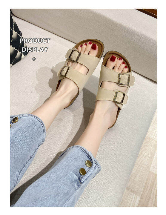 รองเท้าแตะ-birkenstocks-รองเท้าแตะใส่ด้านนอกสำหรับฤดูร้อน2023รองเท้าชายหาดพื้นหนากันลื่นรองเท้าแตะโบเคนหนังเนื้ออ่อน