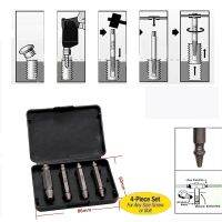 【☊HOT☊】 SUOHSII เครื่องมือดอกสว่านอุปกรณ์ถอนสกรูเร็วชุด4ชิ้นอุปกรณ์ถอดกลอนชำรุดเสียหายแฮปปี้อุปกรณ์ฮัลโลวีนเฮอร์รามิเอนตัส