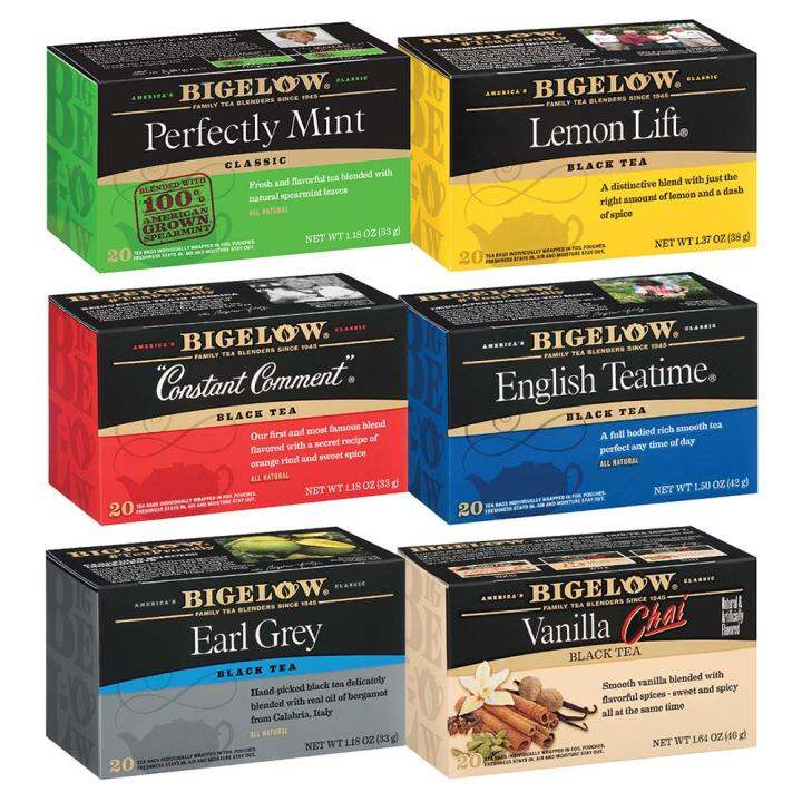 Bigelow French Vanilla Black Tea Bags, Perfectly MInt , Lemon Ginger