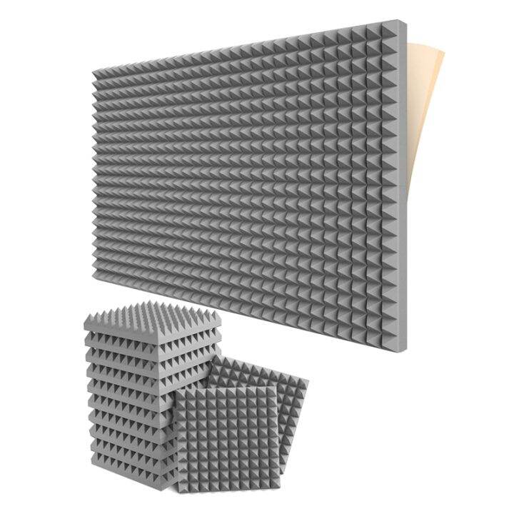 12 Pack Self-Adhesive Sound Proof Foam Panels 2x12x12 Inch Pyramid ...