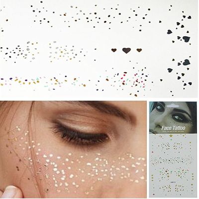 【YF】 Gold and Silver Irregular Spot Glitter Freckles Makeup Temporary Tattoo Heart Star Sticker for Body inpsired Stage Decor