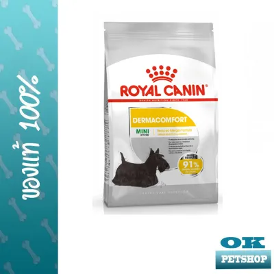 Royal canin Mini dermacomfort 1 Kg อาหารบำรุงผิวหนังลดการแพ้ สำหรับสุนัขพันธุ์เล็ก