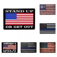 Rogue River Tactical USA Flag Metal Tin Sign Custom Retro Stand Up or Exit Club Cafe Restaurant ป้ายรักชาติ งานศิลปะตกแต่ง 20 * 30 ซม