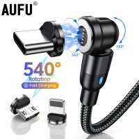 AUFU สาย540แม่เหล็ก3A ไมโครชาร์จที่รวดเร็ว USB Type C สายสำหรับ iPhone แม่เหล็ก Samsung Xiaomi สายดาต้าสำหรับโทรศัพท์