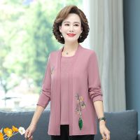 ❏ Middle-aged and old women in the spring and autumn brim two-piece 2022 new long-sleeved jacket mother 50 sweater suits autumn fashion