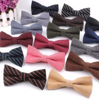 ☽❅● Cotton Bowtie For Groom Fashion Striped Bow tie For Men Women Solid Color Bow knot Adult Bow Ties Cravat Groomsmen Gifts Bowties