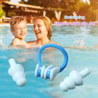 Waterproof Summer Swimming Earplugs + Nose Clip Kits for Surf Diving Water Sport