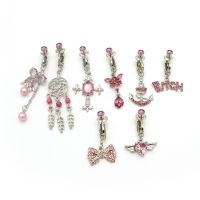 【YP】 1PC Fake Belly Rings Pink Piercing Clip on Umbilical Navel Faux Cartilage Earring