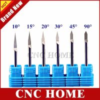 10pcs 3.175mm Shank Carbide Metal Engraving Bits อลูมิเนียมทองแดงสแตนเลส CNC Router Bit 20 30 45 60 90 มุมสําหรับเลือก