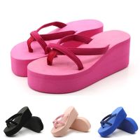 2023 Casual Women Slippers Summer High Heel Slippers Beach Flip Flop Platform Beach Shoes Woman Sandals Non-slip Plus Size 34-43