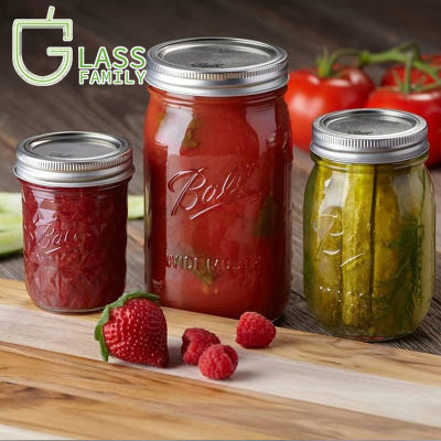 GF Mason Jars with Airtight Lids Glass Sugar Container for Canning Preserving Meal Prep Jam Jelly Kitchen Storage Containers