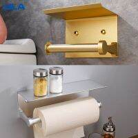 ULA Tissue Towel Holders Gold Black Toilet Wall Shelf Mounted Toilet Paper Holder Bathroom Kitchen Roll Paper Bath Accessories Toilet Roll Holders