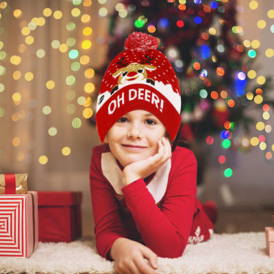 ของขวัญสมบูรณ์แบบหมวกไฟ LED รักษาความอบอุ่นหมวกไหมพรมคริสต์มาส LED สำหรับคริสต์มาสขอบคุณพระเจ้าวันเกิด