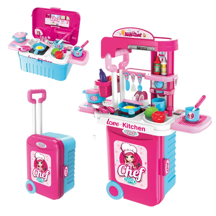 Portable Fun Cooking Modern Kitchen Playset with Light and Music Toy