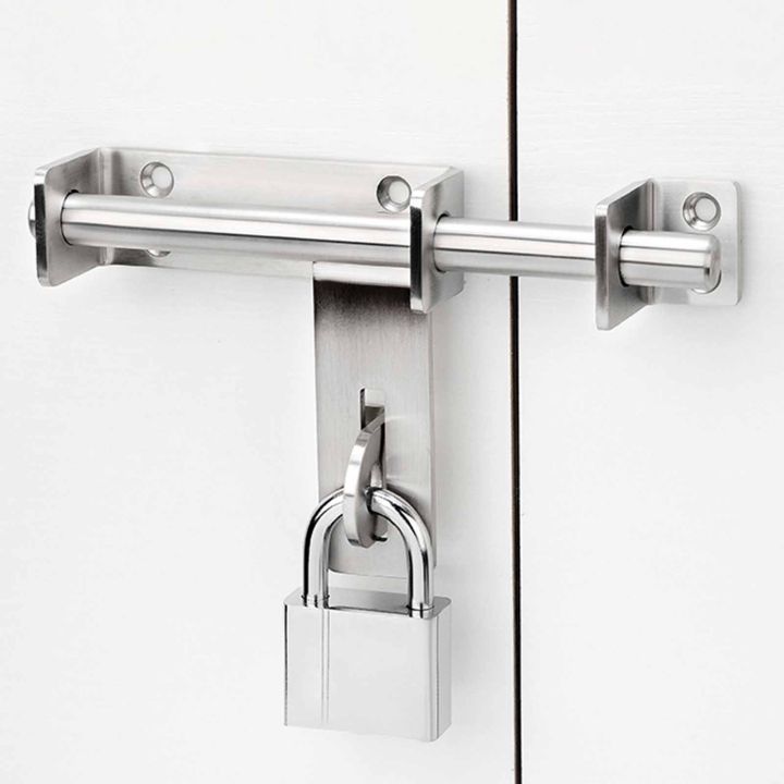 กุญแจล็อกประตูสำหรับใช้ในบ้านงานช่าง304ทนทานสแตนเลสสลักถังแบบเลื่อน
