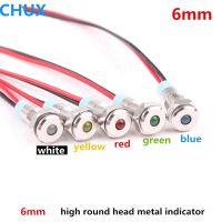 6mm Metal LED Indicator light Round head waterproof Signal lamp 3v 5V 6V 12V 24V 48V 110V 220v red yellow blue green white