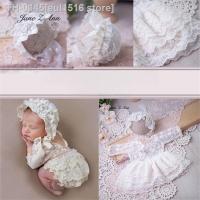 ﹉ eul1516 store Crianças roupas de fotografia bebê recém-nascido menina rendas princesa chapéu vestido conjunto studio estilo batismo