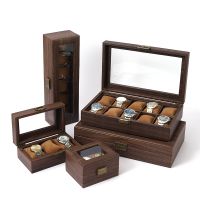 Morris8 3/6/10/12 Slot Pu Leather Watch Box Protable Travel Case Storage Vintage Wood Colour Buckle Stand Jewelry Organizer