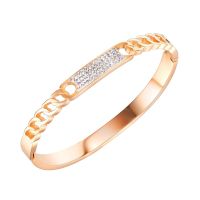 Luxury Women Stainless Steel Bracelet Cubic Zircon Bangles Rose Gold Color Fashion Female Jewelry Girlfriend Christmas Gift