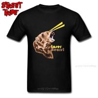 Laser Bears Tshirt 100% Cotton Men T Shirt Crazy Clothing Oversized Summer Adult Black T-Shirt Funny Animal Print Streetwear