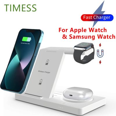 3 in 1 Wireless Chargers For iPhone 14 13 12 11 Airpods Pro Apple Watch /Samsung S23 S22 Galaxy Watch QI Fast Charging Station