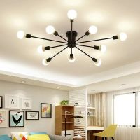 Retro Iron Chandelier BlackWhite 6810 Sockets Lighting Vintage Spider Chandelier Modern Ceiling Lamp Light Fixture Lighting