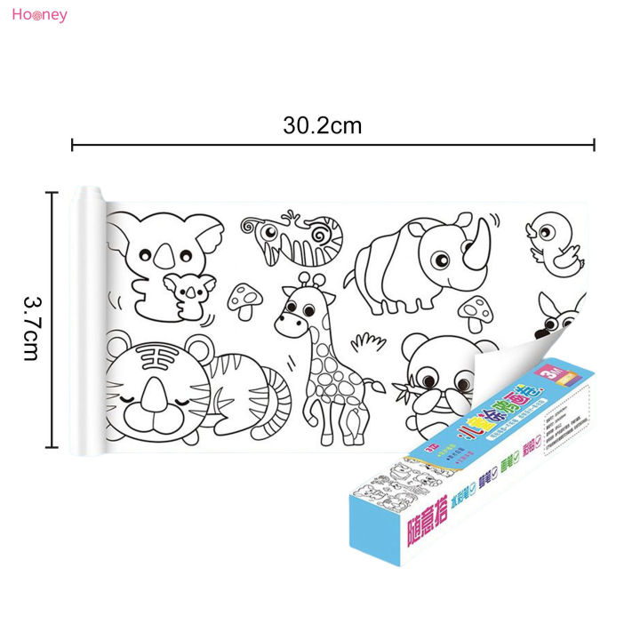 hooney-ม้วนภาพวาดน่ารักสำหรับเด็กแบบทำมือสีสว่างพัฒนาทักษะการวาดภาพม้วนสำหรับของเล่นก่อนวาดเพื่อการศึกษา