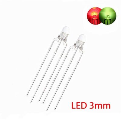 100pcs LED 3mm Round Diffused Red &amp; Green two Color Common cathode LED Diode Light Emitting Diode Electrical Circuitry Parts