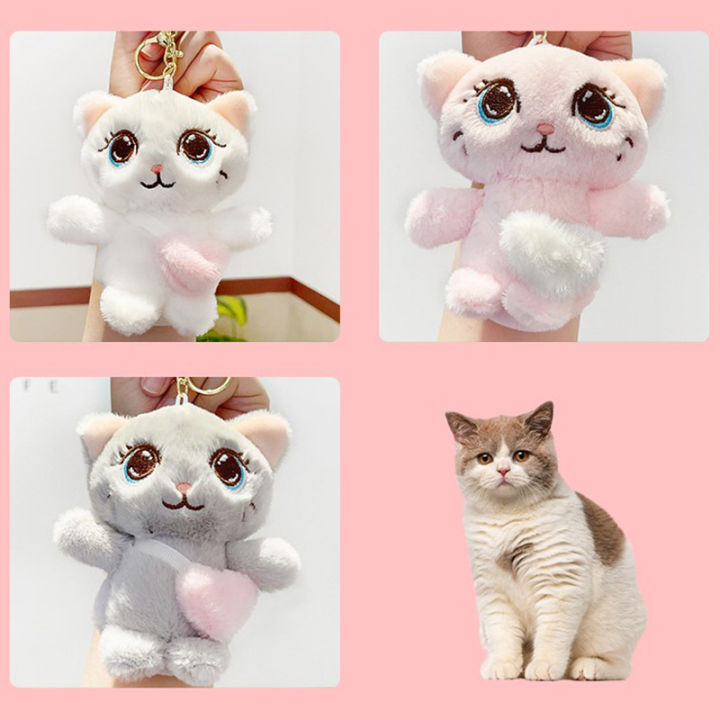ranghe-พวงกุญแจการ์ตูน-kawaii-plush-ตาแมวใหญ่ตุ๊กตาน่ารักนุ่มยัดไส้ของเล่นกระเป๋านักเรียนเสน่ห์ประณีตอุปกรณ์กุญแจรถ