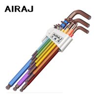 AIRAJ ประแจหกเหลี่ยมคู่แบบตัว L สีชุดประแจอัลเลน9ชิ้น,Torx อเนกประสงค์เครื่องมือไขควงซ่อมแซมอุปกรณ์ทำมือในบ้าน