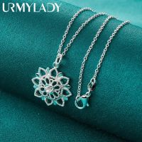 URMYLADY 925 Sterling Silver Flower Zircon 16-30 Inch Pendant Necklace For Women Wedding Engagement Fashion Jewelry Fashion Chain Necklaces