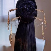 Long Gold Chinese Tassel Hairpin Accessories Headgear Ancient Princess Beauty Headdress Headwear 4 Pieces Sets