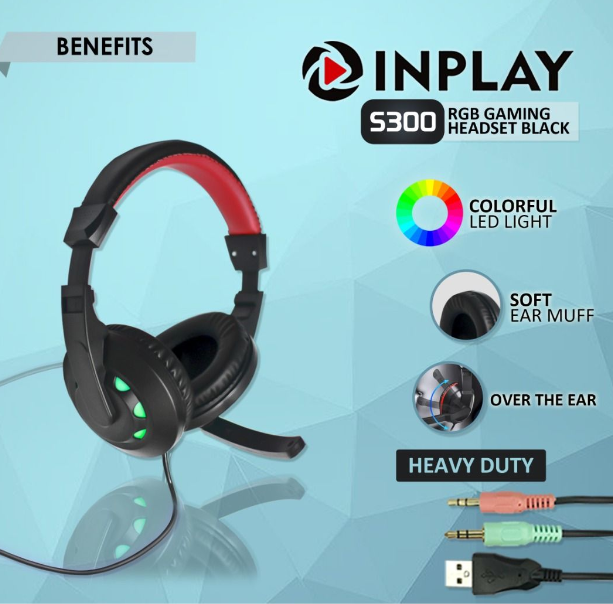 Inplay S300 RGB Gaming Headset With Mic Headphone For PC and Laptop