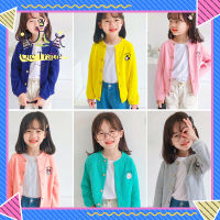 【จัดส่งที่รวดเร็ว✨】Girls Knitted Sweater Jacket Long Sleeves Single Breasted Embroidered Cardigan Tops For Kids Aged 2-8