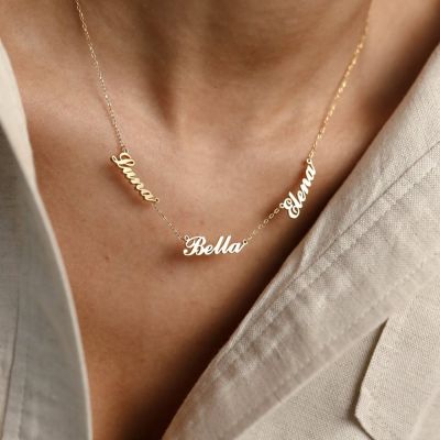 Noelia Personalized Custom Name Necklace Stainless Steel Multiple Names Nameplate Pendant Necklaces for Women Jewelry Gifts