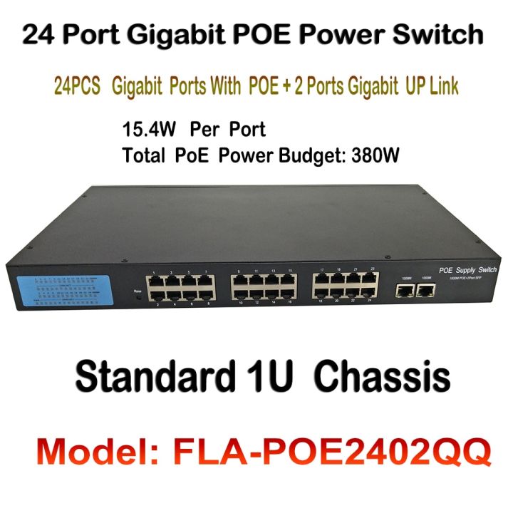 24ch-พอร์ต-gigabit-poe-switch-380w-48v-802-3af-1000mbps-rj45พอร์ตรองรับพอร์ตพลิกอัตโนมัติ1u-แชสซีสำหรับกล้องเครือข่าย-ip