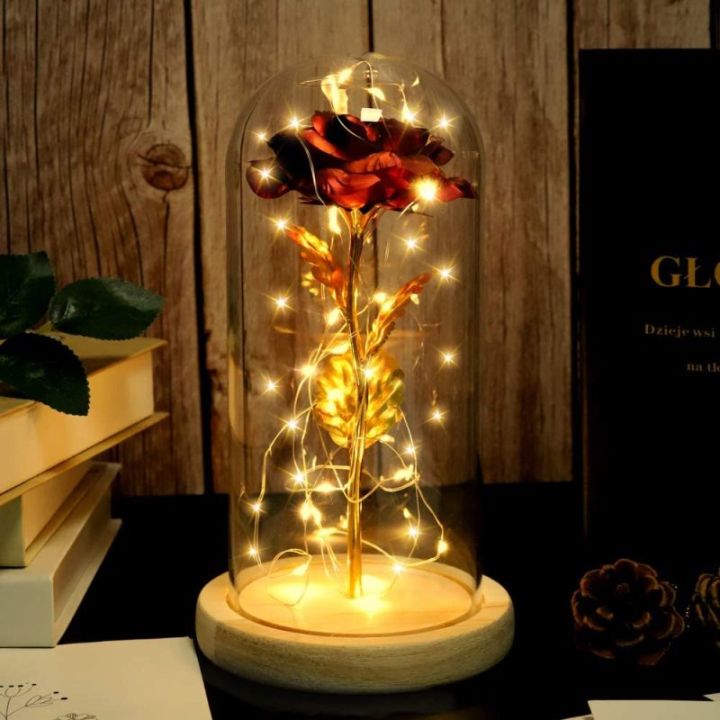 Galaxy Rose Lamp - Beauty and The Beast Rose,Gold Plated Rose and LED ...