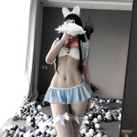 Kawaii School Girl Bunny Cosplay Costumes Women Sexy Lingerie Erotic Costumes Roleplay Top with Mini Skirt Outfit