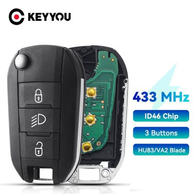 KEYYOU Ki C4-Cactus ควบคุมระยะไกลสำหรับรถยนต์ Peugeot 208 2008 301 308 508 5008 Citroen C-Elysee ชิป PCF7941 ID46 434Mhz