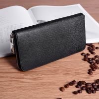 ZZOOI Wallet Men Long Zipper Genuine Leather Wallets Solid Color Male Business Clutch Cellphone Wallet Big Capacity Card Holder Purse