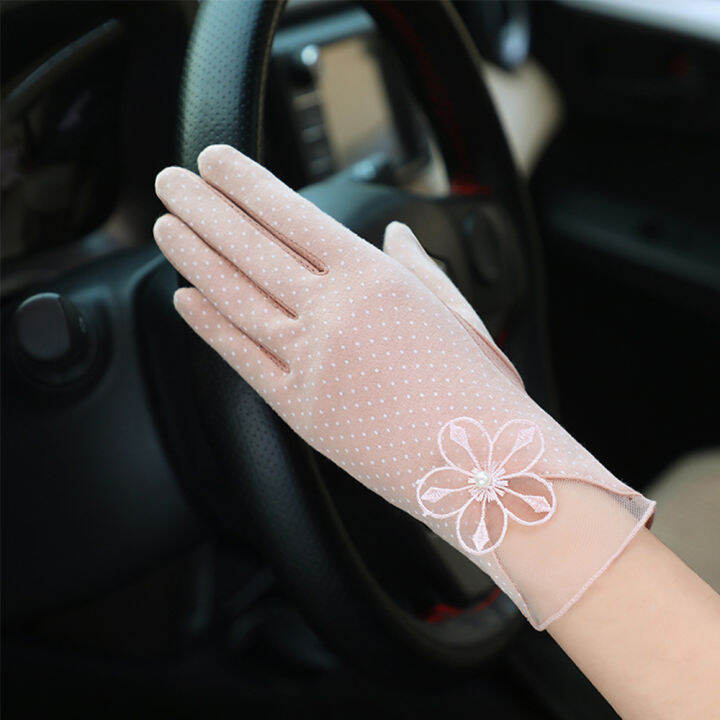 Driving Fashion Ice Silk Non Slip Breathable Summer Anti Uv Driving Gloves Sunscreen Gloves 7862