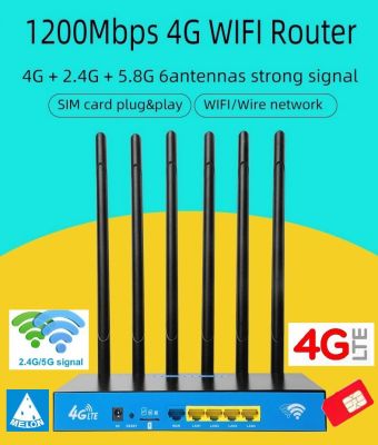 1200Mbps 4G Wireless Router Dual Band 2.4G+5G ,6 เสา ถอด เปลี่ยน เสา ได้ สัญญาณแรง Fast and Stable