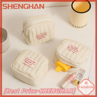 SHENGHAN Tas Kosmetik ผู้หญิงขนาดเล็กสำหรับบรรจุเครื่องสำอางก้อนเดินทางกระเป๋าสายไฟที่ชาร์จเก็บของจำเป็นสำหรับห้องน้ำ