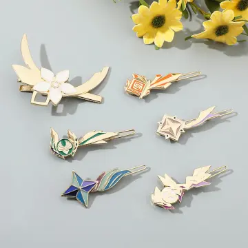  Genshin Cosplay Hair Clips, Cute Anime Vision Hair Claw Clips  and Hairpins Set with Gift Box, Hutao Mona Venti Keqing Eula Side Clips,  Hair Barrettes Hair Accessories Gift for Girls