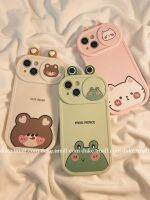 iphone case เปลือกเดี่ยวการ์ตูนน่ารักสัตว์ดันดึงเลนส์เหมาะสำหรับแอปเปิ้ล 14 เปลือกโทรศัพท์มือถือ iphone13promax ใหม่ 12 ซิลิโคน 11 หญิงป้องกันการตก 14pro/13pro ซอกคู่นุ่มรวมทุกอย่างชาย