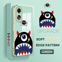 เคส PMP A58 OPPO Hp 4G ฟรีสายคล้อง + การ์ตูนปีกมารขอบสี่เหลี่ยมแบบตาเดียวเคสโทรศัพท์ชุบหรูหราชุบเคสโทรศัพท์นิ่ม