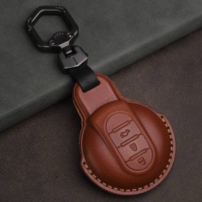 3 Button Leather Car Key Case Cover for BMW Mini F54 Clubman F55 F56 Hatchback F57 Covertible F60 Countryman Keyring