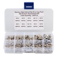 [HOT JIAZZAQQMGW 555] 350PCS Hexagon Hex Socket Set Screws M3M4M5M6M8 Grub Screw Set 304 Stainless Steel Flat Point Headless Set Screw Assortment Kit