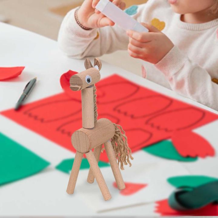 dolity-ของเล่นพัฒนาการเรียนรู้แบบทำมือของเล่นรูปสัตว์ไม้แบบทำมือสำหรับเด็กเล็กเด็กผู้หญิงโรงเรียนอนุบาลม้า
