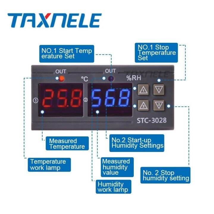 เทอร์โมมิเตอร์วัดอุณหภูมิเครื่องต้มไข่-stc-3028ตัวควบคุมความชื้นเทอร์โมสตัตดิจิตอล220vac-10a-ไฮโกรมิเตอร์12v-24v